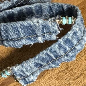 Distressed Denim bracelet with Turquoise Accents